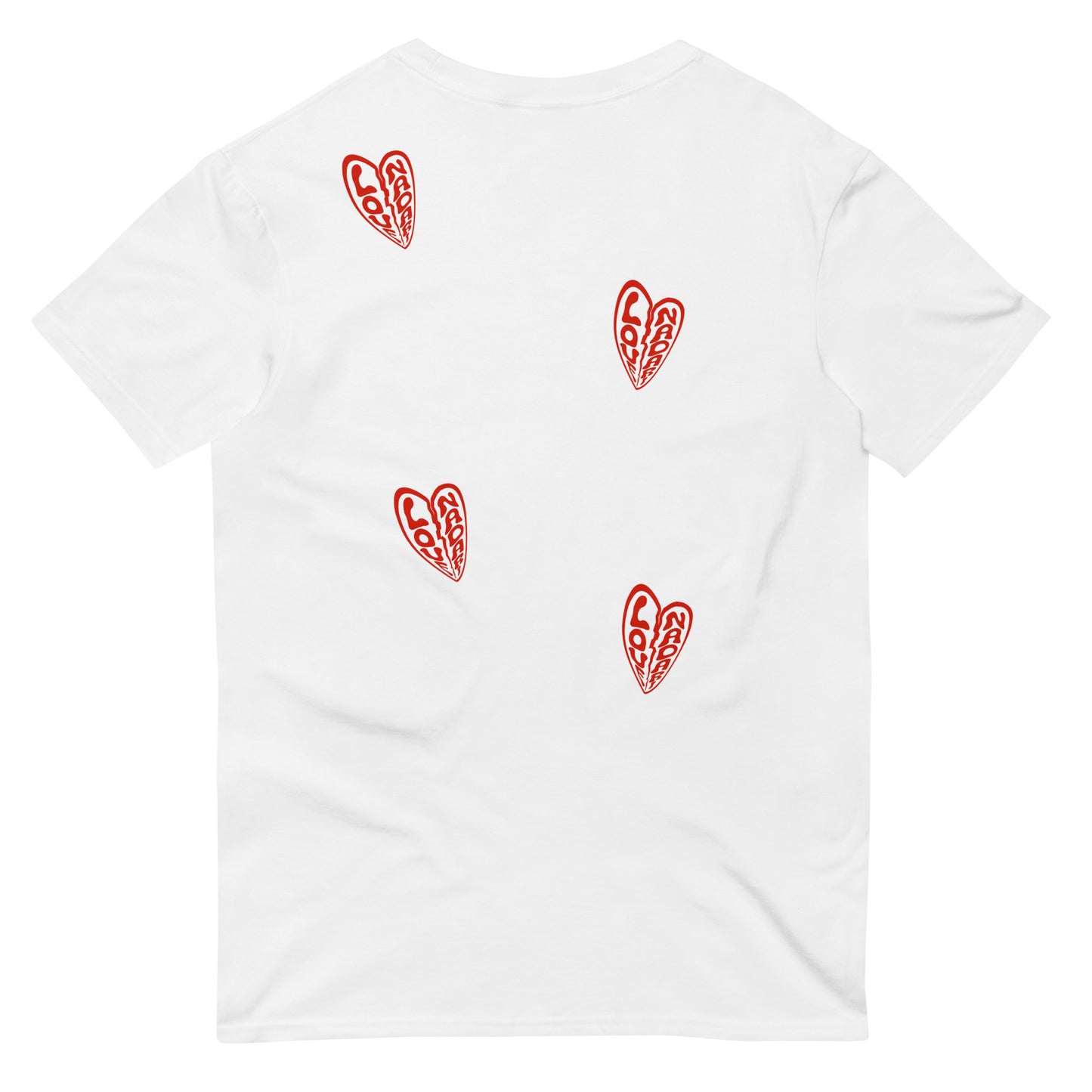 Nadari Legacy warped love t-shirt white and candy red.
