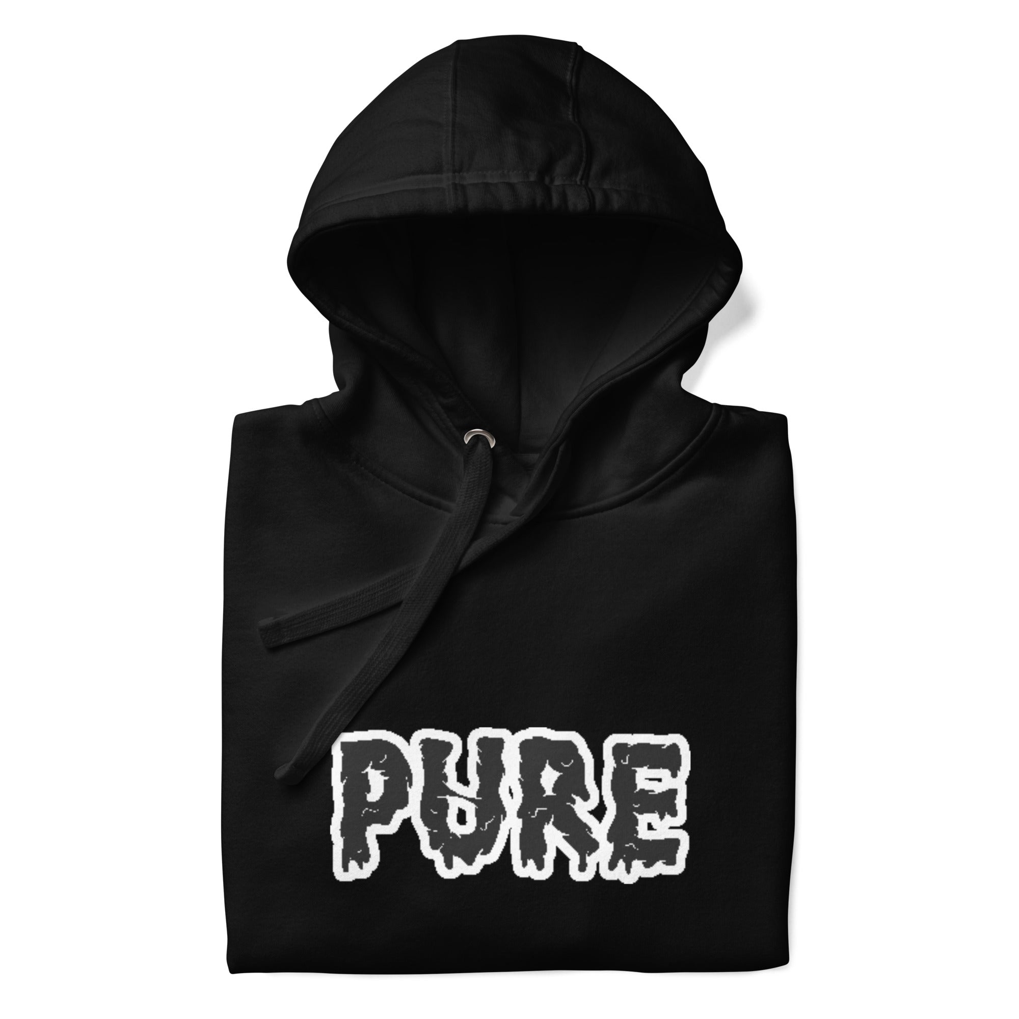 PURE Words Hoodie black and white.