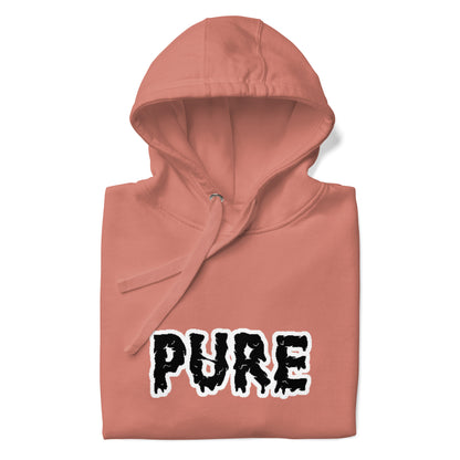 PURE Words Hoodie dusty rose, black and white.